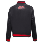 NBA HOUSTON ROCKETS SCRIPT TAIL WOMEN'S SATIN JACKET (BLACK/RED/BLACK)