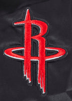 NBA HOUSTON ROCKETS SCRIPT TAIL WOMEN'S SATIN JACKET (BLACK/RED/BLACK)