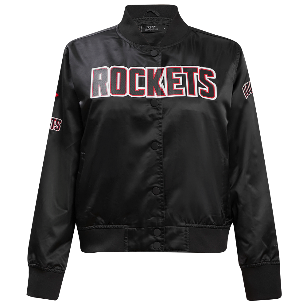 NBA HOUSTON ROCKETS CLASSIC WOMEN'S SATIN JACKET (BLACK)