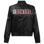 NBA HOUSTON ROCKETS CLASSIC WOMEN'S SATIN JACKET (BLACK)