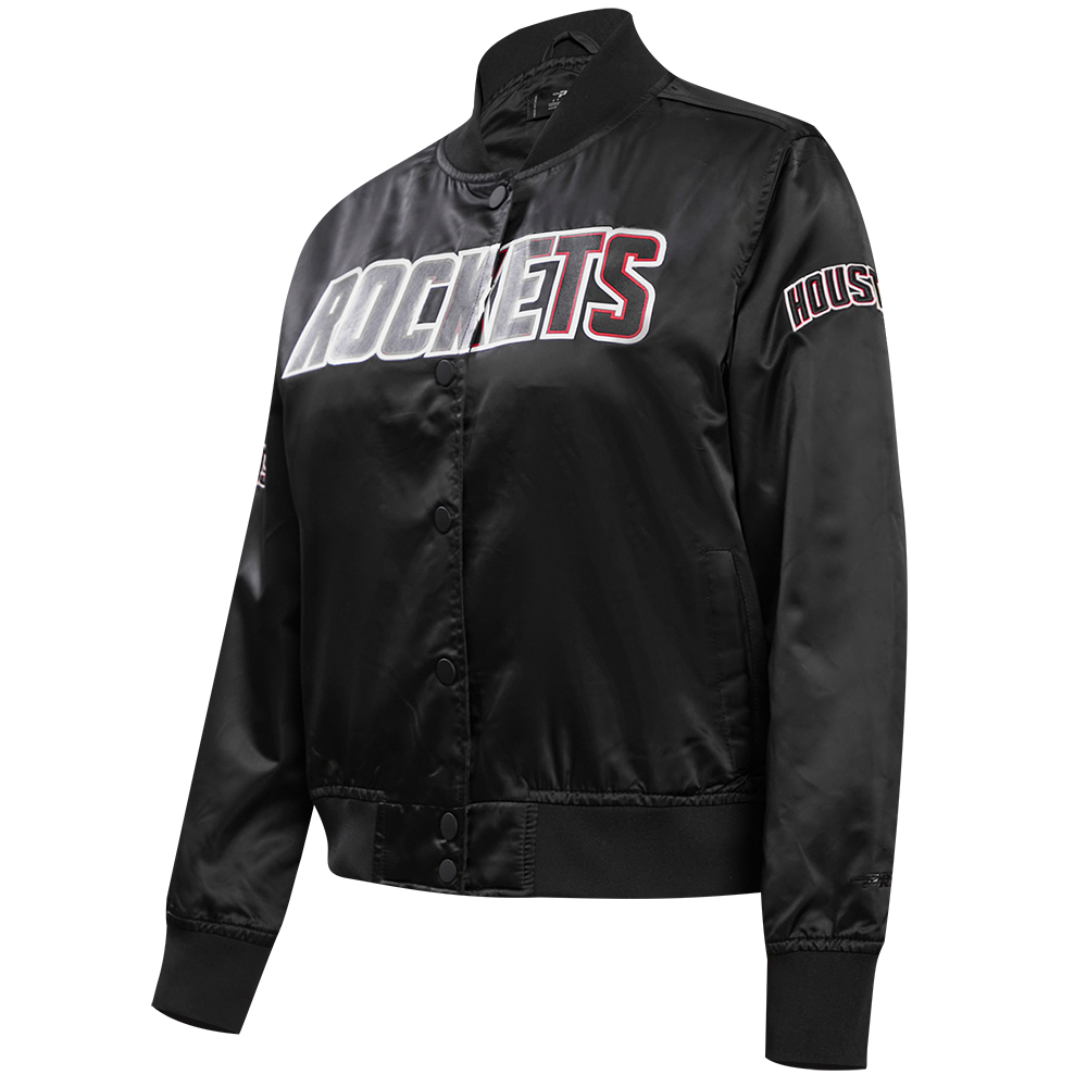NBA HOUSTON ROCKETS CLASSIC WOMEN'S SATIN JACKET (BLACK)
