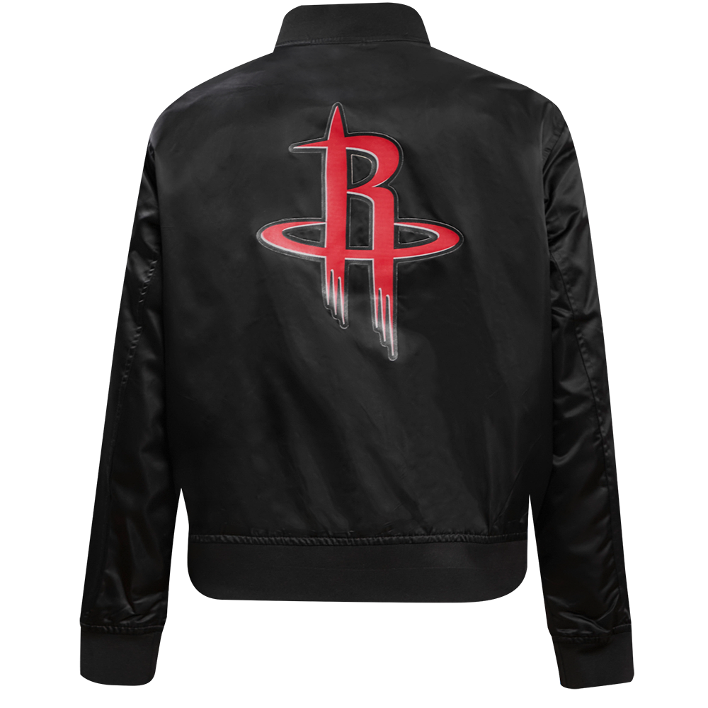 NBA HOUSTON ROCKETS CLASSIC WOMEN'S SATIN JACKET (BLACK)