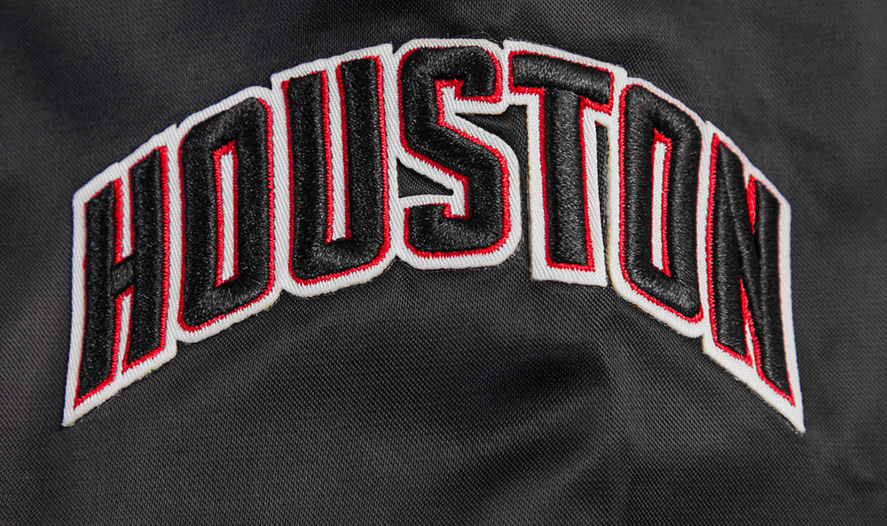 NBA HOUSTON ROCKETS CLASSIC WOMEN'S SATIN JACKET (BLACK)