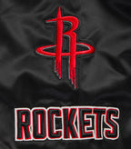 NBA HOUSTON ROCKETS CLASSIC WOMEN'S SATIN JACKET (BLACK)