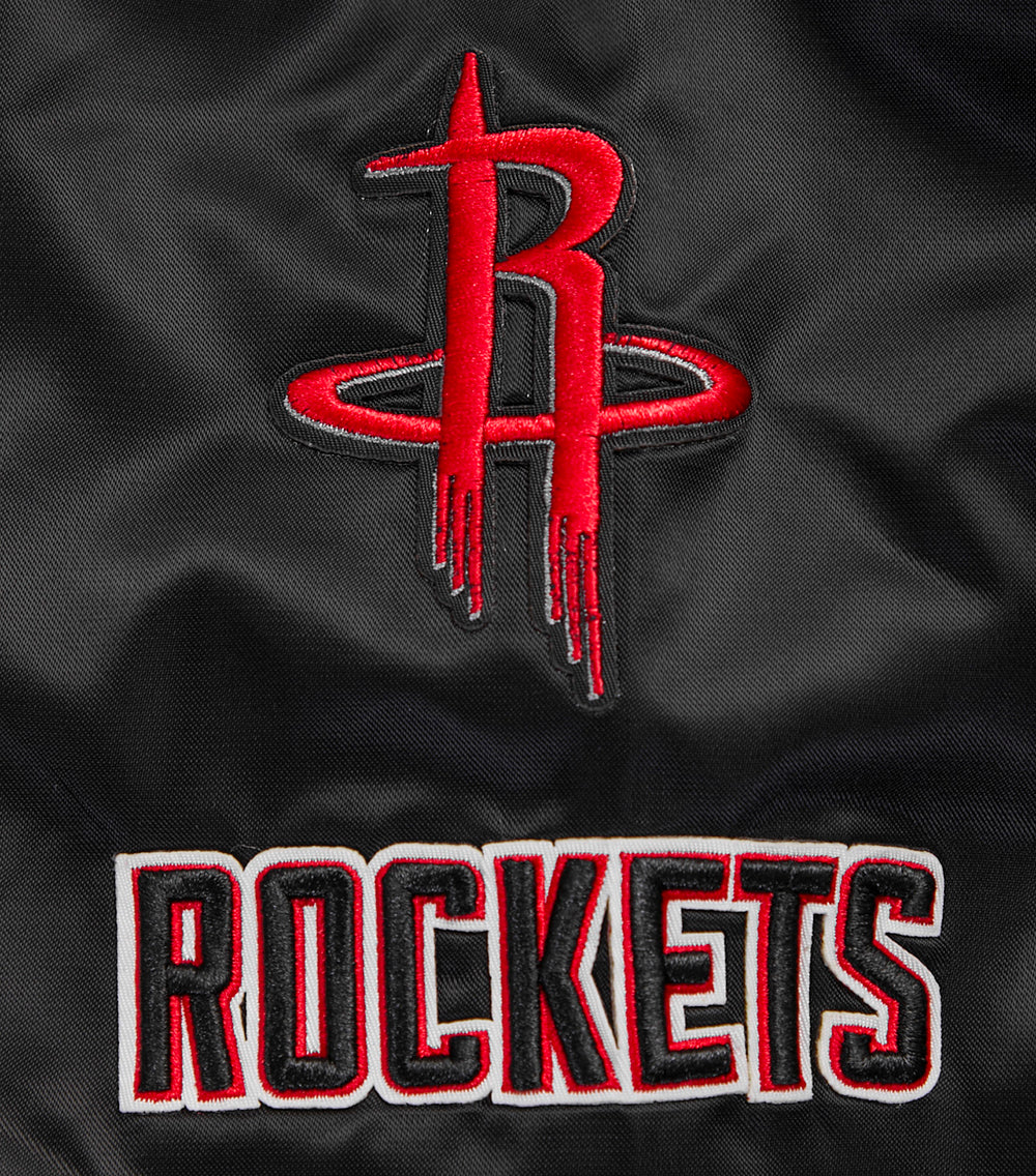 NBA HOUSTON ROCKETS CLASSIC WOMEN'S SATIN JACKET (BLACK)