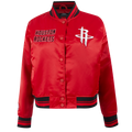 NBA HOUSTON ROCKETS RETRO CLASSIC WOMEN'S RIB SATIN JACKET (RED/BLACK)