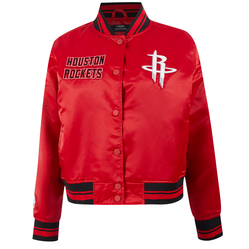NBA HOUSTON ROCKETS RETRO CLASSIC WOMEN'S RIB SATIN JACKET (RED/BLACK)