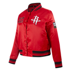 NBA HOUSTON ROCKETS RETRO CLASSIC WOMEN'S RIB SATIN JACKET (RED/BLACK)