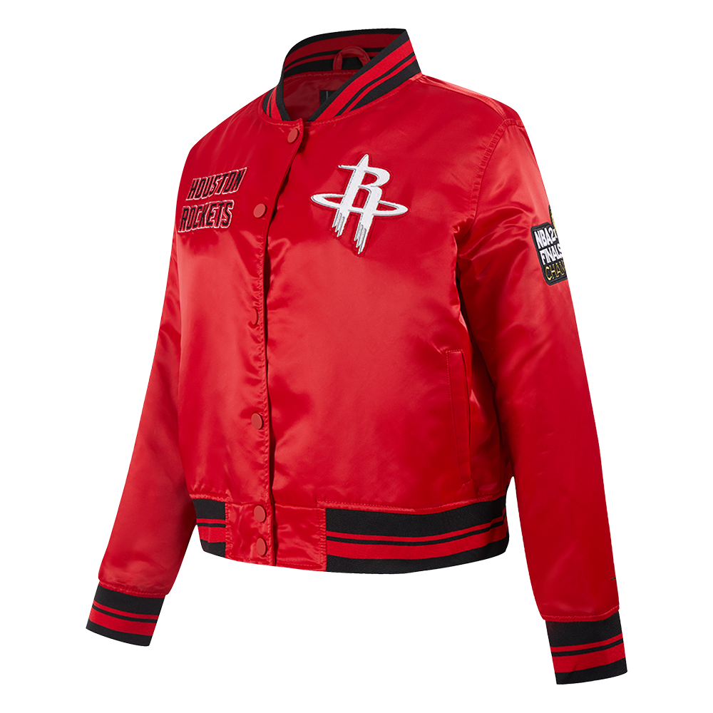 NBA HOUSTON ROCKETS RETRO CLASSIC WOMEN'S RIB SATIN JACKET (RED/BLACK)