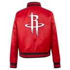 NBA HOUSTON ROCKETS RETRO CLASSIC WOMEN'S RIB SATIN JACKET (RED/BLACK)