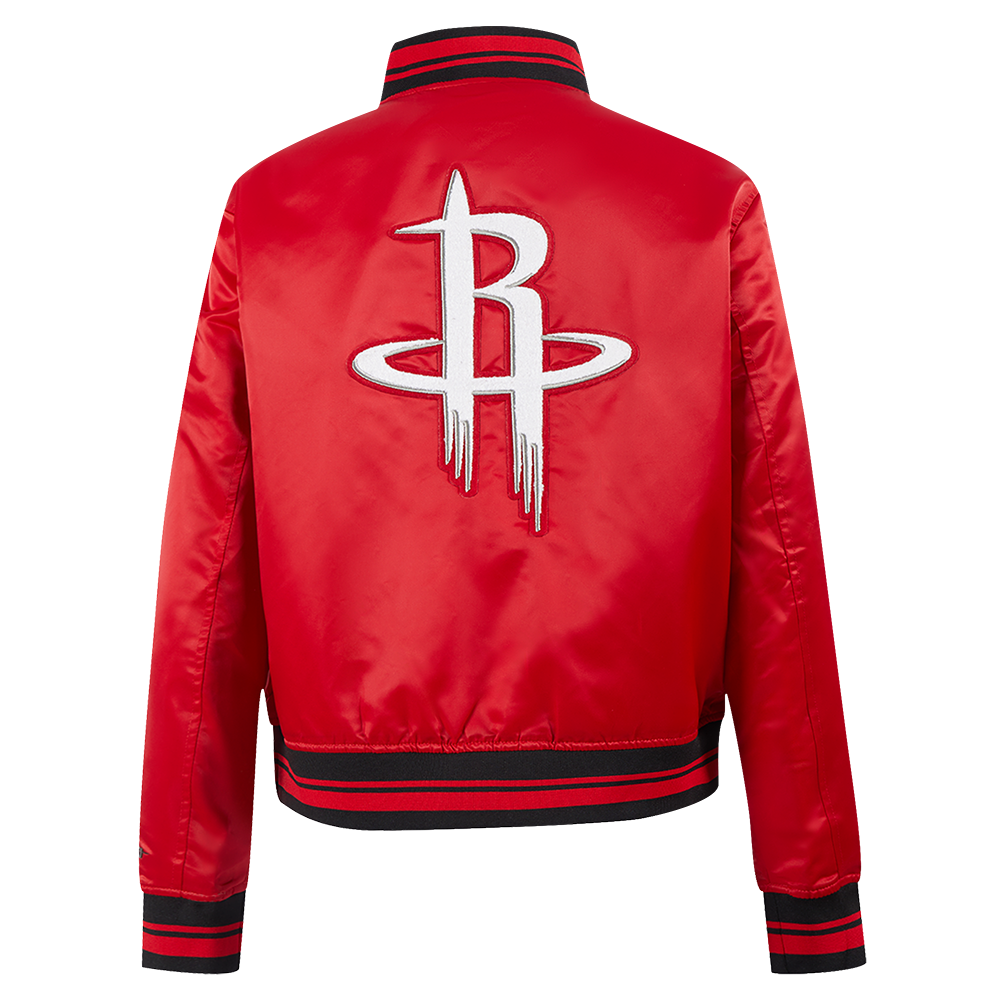 NBA HOUSTON ROCKETS RETRO CLASSIC WOMEN'S RIB SATIN JACKET (RED/BLACK)