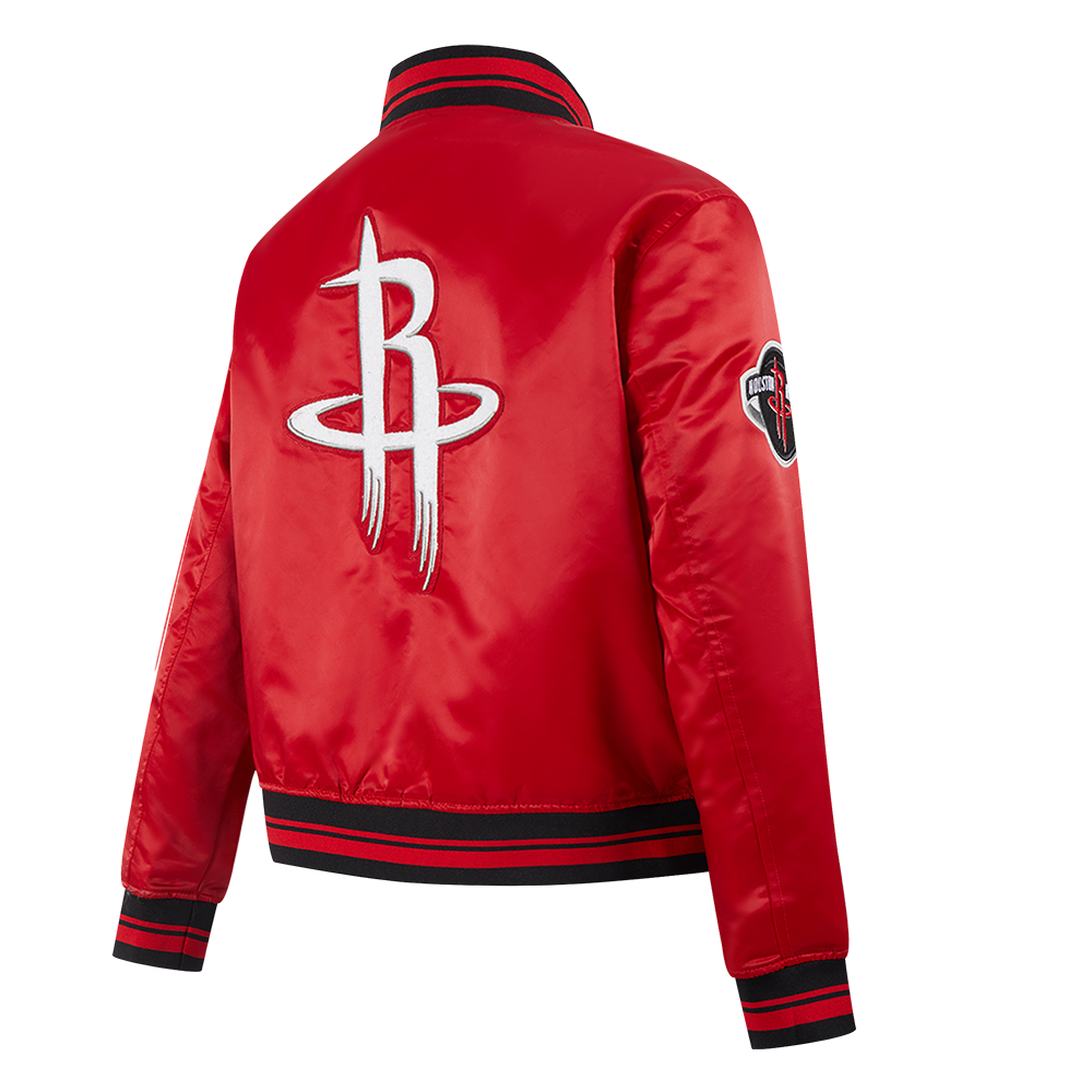 NBA HOUSTON ROCKETS RETRO CLASSIC WOMEN'S RIB SATIN JACKET (RED/BLACK)