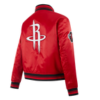NBA HOUSTON ROCKETS RETRO CLASSIC WOMEN'S RIB SATIN JACKET (RED/BLACK)