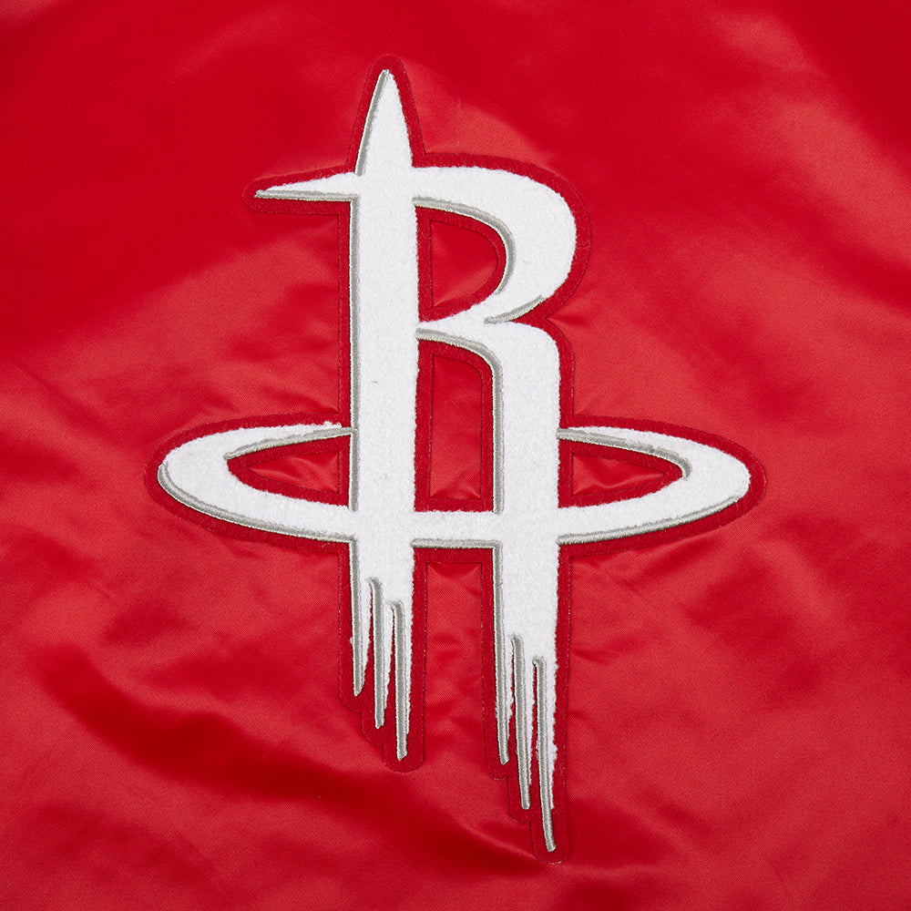 NBA HOUSTON ROCKETS RETRO CLASSIC WOMEN'S RIB SATIN JACKET (RED/BLACK)