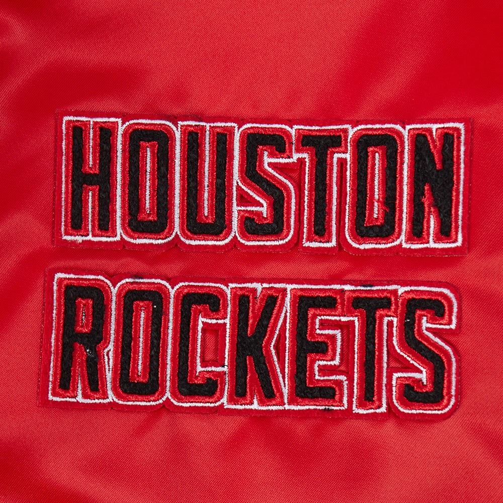 NBA HOUSTON ROCKETS RETRO CLASSIC WOMEN'S RIB SATIN JACKET (RED/BLACK)
