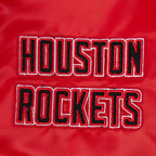 NBA HOUSTON ROCKETS RETRO CLASSIC WOMEN'S RIB SATIN JACKET (RED/BLACK)