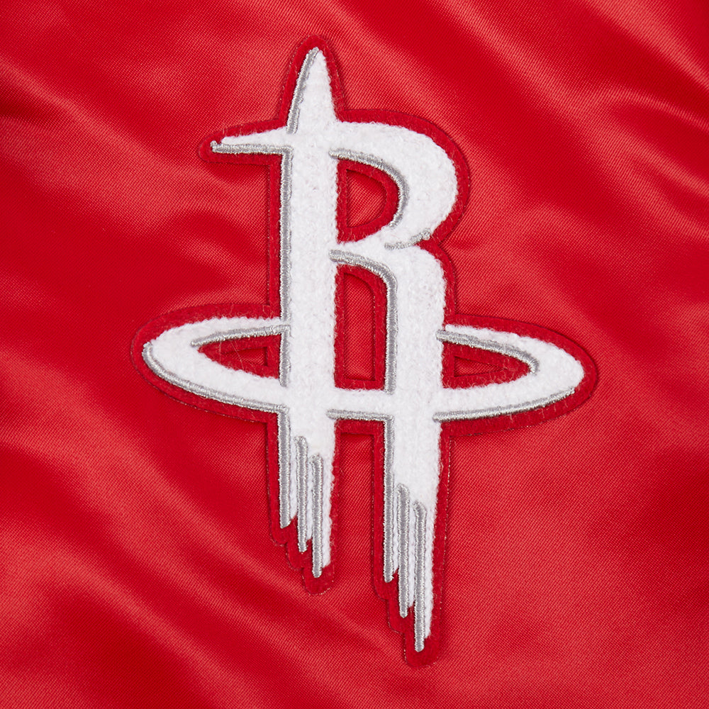 NBA HOUSTON ROCKETS RETRO CLASSIC WOMEN'S RIB SATIN JACKET (RED/BLACK)