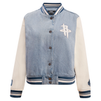 NBA HOUSTON ROCKETS VARSITY BLUES WOMEN'S DENIM VARSITY WOMEN'S JACKET (DENIM/LINEN)