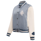 NBA HOUSTON ROCKETS VARSITY BLUES WOMEN'S DENIM VARSITY WOMEN'S JACKET (DENIM/LINEN)