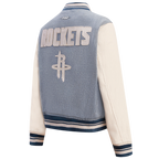NBA HOUSTON ROCKETS VARSITY BLUES WOMEN'S DENIM VARSITY WOMEN'S JACKET (DENIM/LINEN)