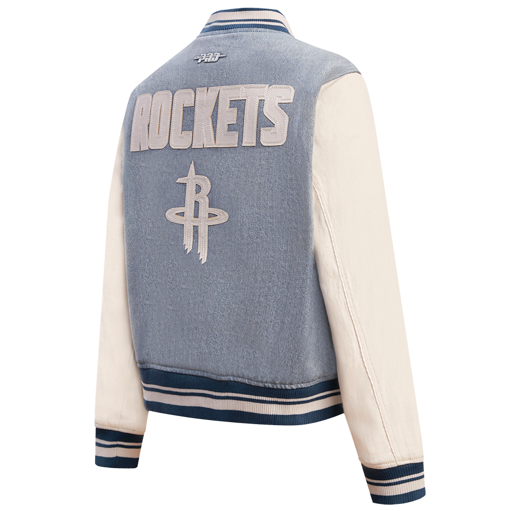 NBA HOUSTON ROCKETS VARSITY BLUES WOMEN'S DENIM VARSITY WOMEN'S JACKET (DENIM/LINEN)