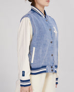 NBA HOUSTON ROCKETS VARSITY BLUES WOMEN'S DENIM VARSITY WOMEN'S JACKET (DENIM/LINEN)