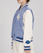 NBA HOUSTON ROCKETS VARSITY BLUES WOMEN'S DENIM VARSITY WOMEN'S JACKET (DENIM/LINEN)