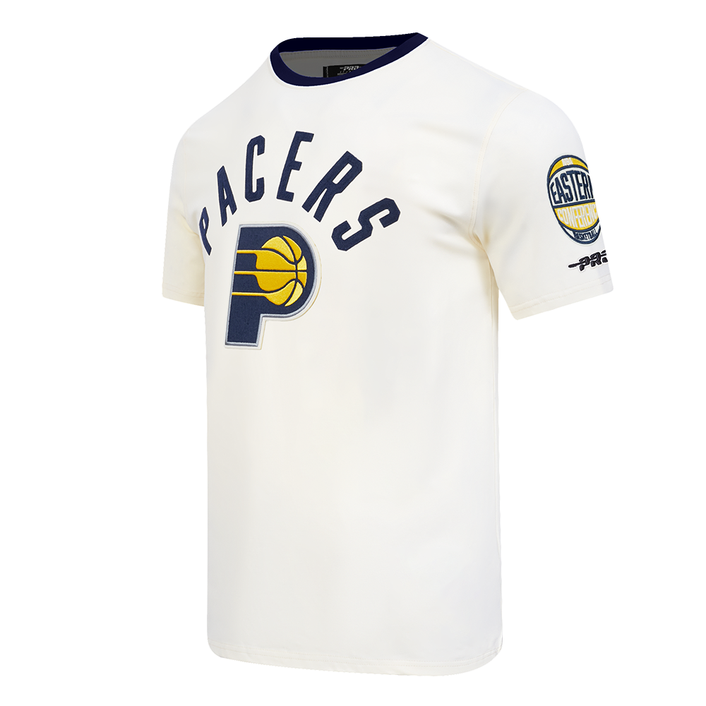 NBA INDIANA PACERS MODERN ORIGINALS MEN'S RINGER TEE (EGGSHELL/ MIDNIGHT NAVY)