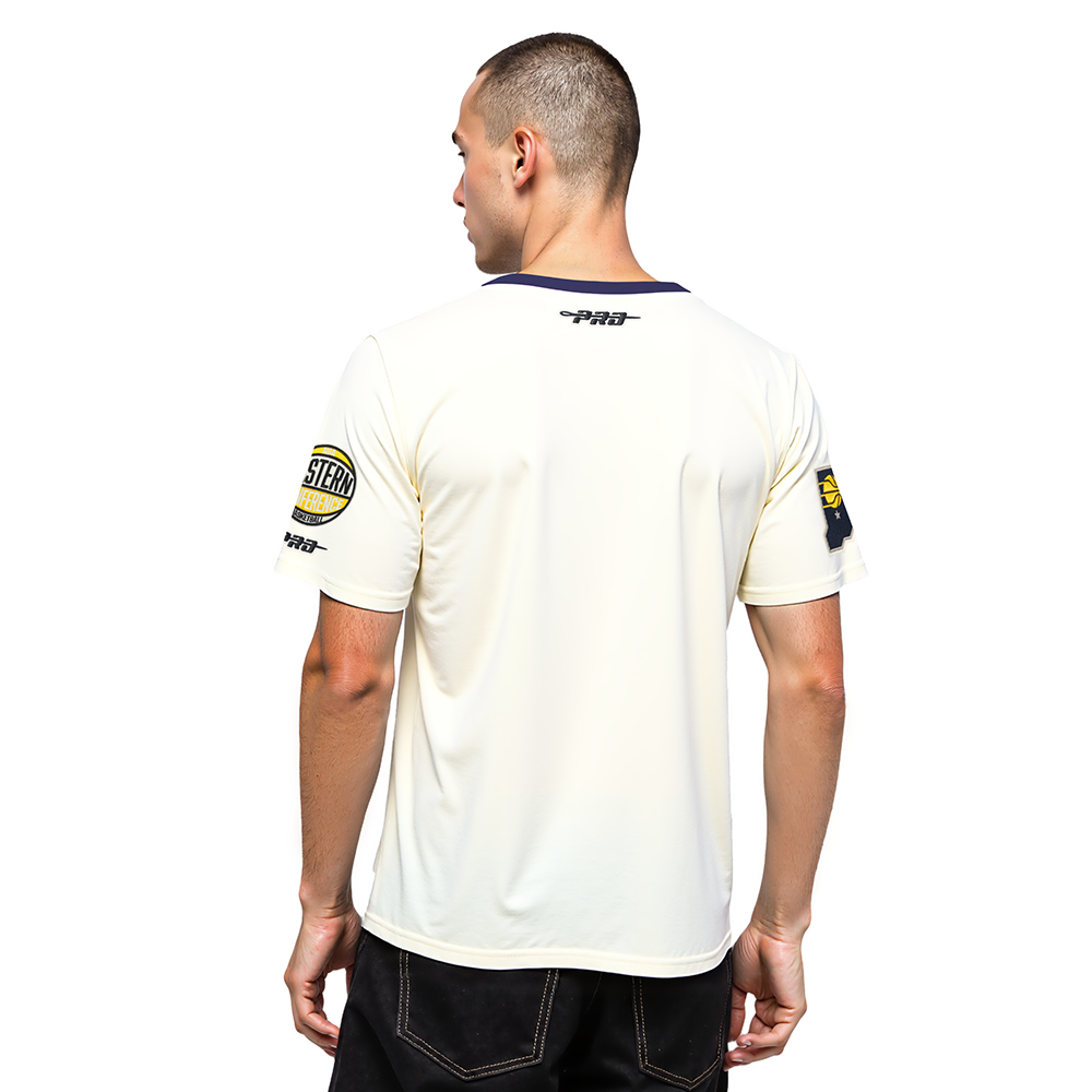 NBA INDIANA PACERS MODERN ORIGINALS MEN'S RINGER TEE (EGGSHELL/ MIDNIGHT NAVY)