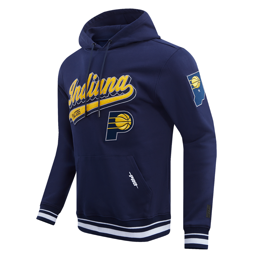 NBA INDIANA PACERS SCRIPT TAIL MEN'S RIB FLC PO HOODIE (MIDNIGHT NAVY)