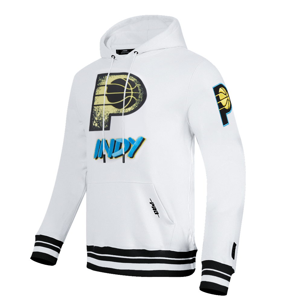 NBA INDIANA PACERS CITY EDITION 24-25 MEN'S RIB FLEECE PULLOVER HOODIE (WHITE/BLACK)