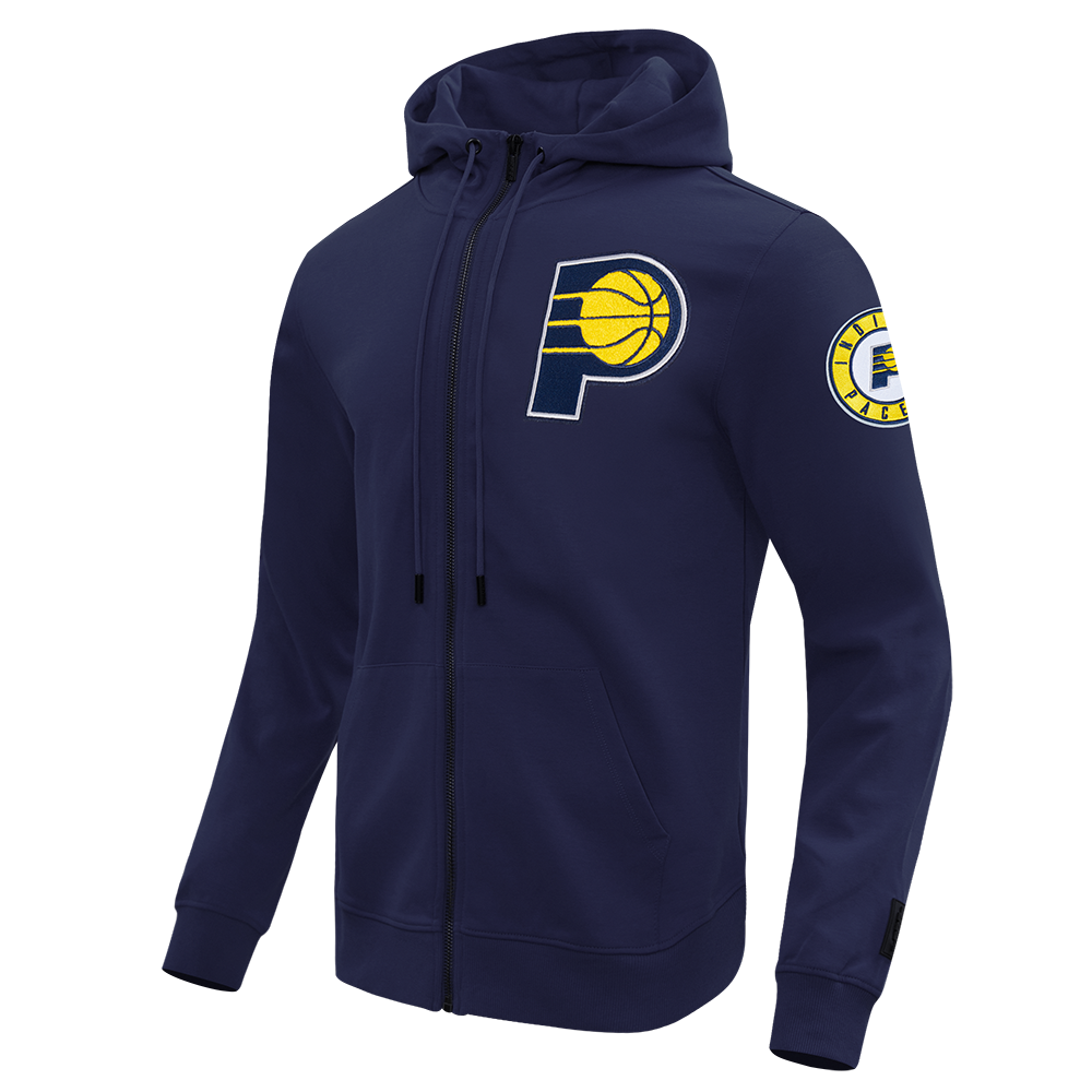 NBA INDIANA PACERS CLASSIC CHENILLE MEN'S DK FULL ZIP PULLOVER HOODIE (MIDNIGHT NAVY)
