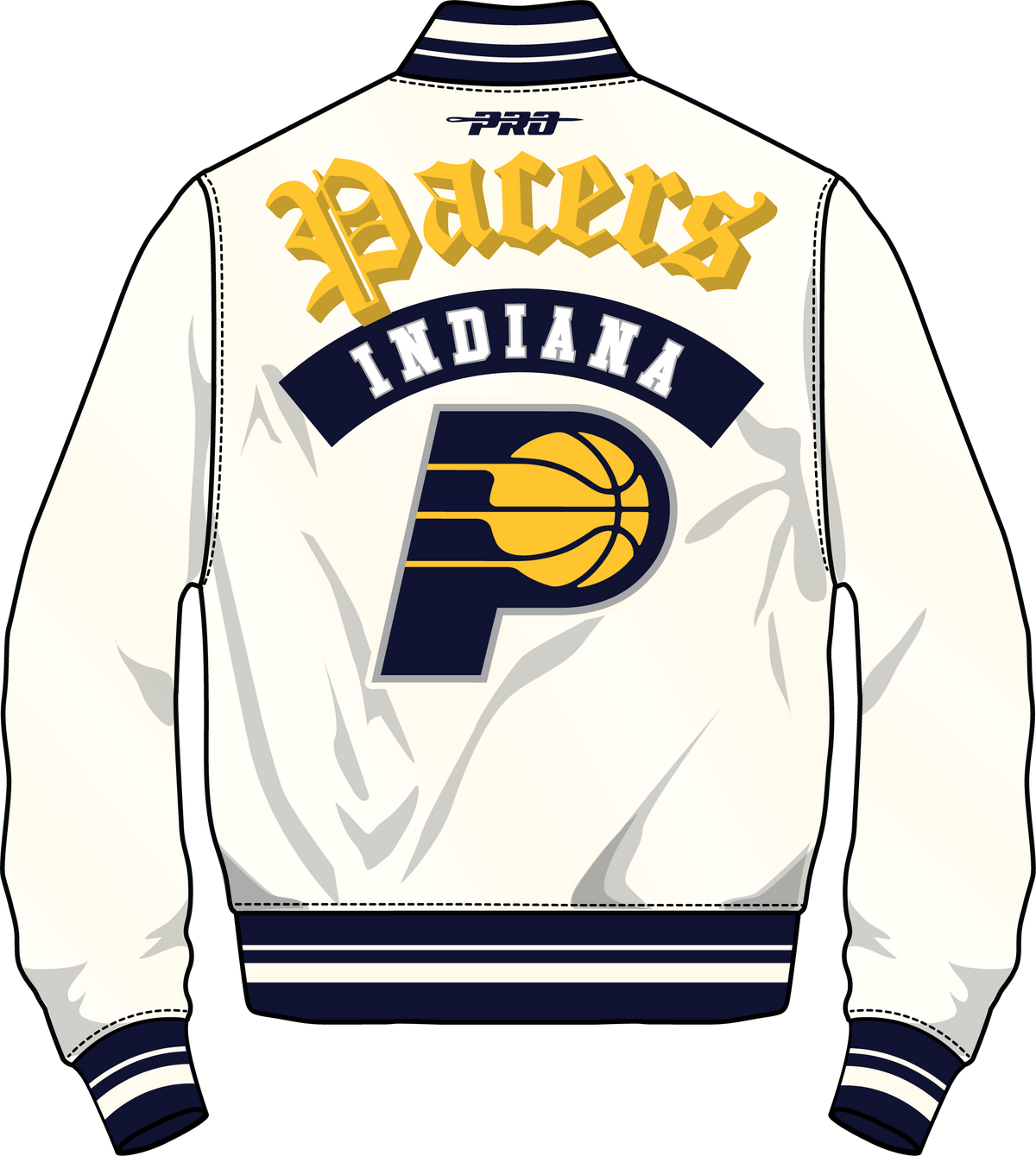 NBA INDIANA PACERS BEST OF MEN'S RIB SATIN JACKET (EGGSHELL/ MIDNIGHT NAVY)