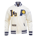 NBA INDIANA PACERS BEST OF MEN'S RIB SATIN JACKET (EGGSHELL/ MIDNIGHT NAVY)