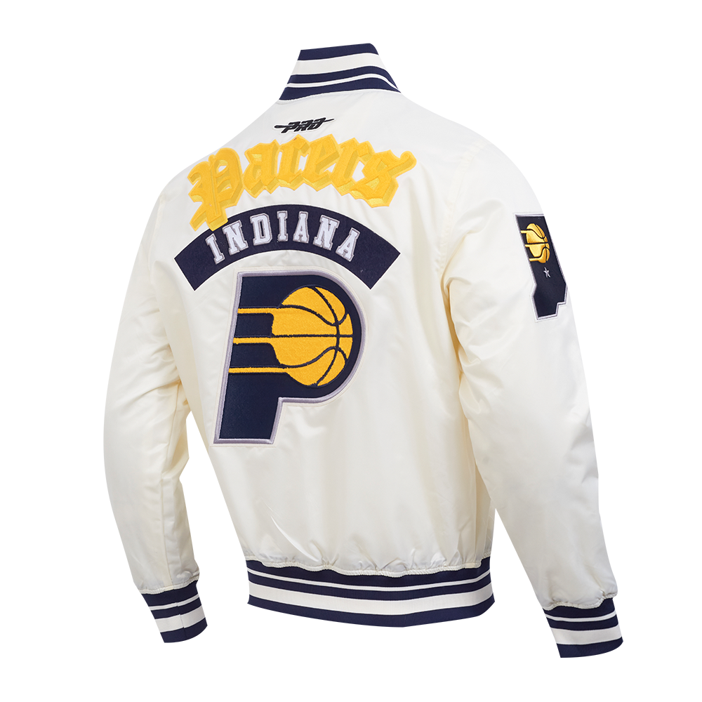 NBA INDIANA PACERS BEST OF MEN'S RIB SATIN JACKET (EGGSHELL/ MIDNIGHT NAVY)