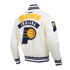 NBA INDIANA PACERS BEST OF MEN'S RIB SATIN JACKET (EGGSHELL/ MIDNIGHT NAVY)