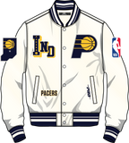 NBA INDIANA PACERS BEST OF MEN'S RIB SATIN JACKET (EGGSHELL/ MIDNIGHT NAVY)