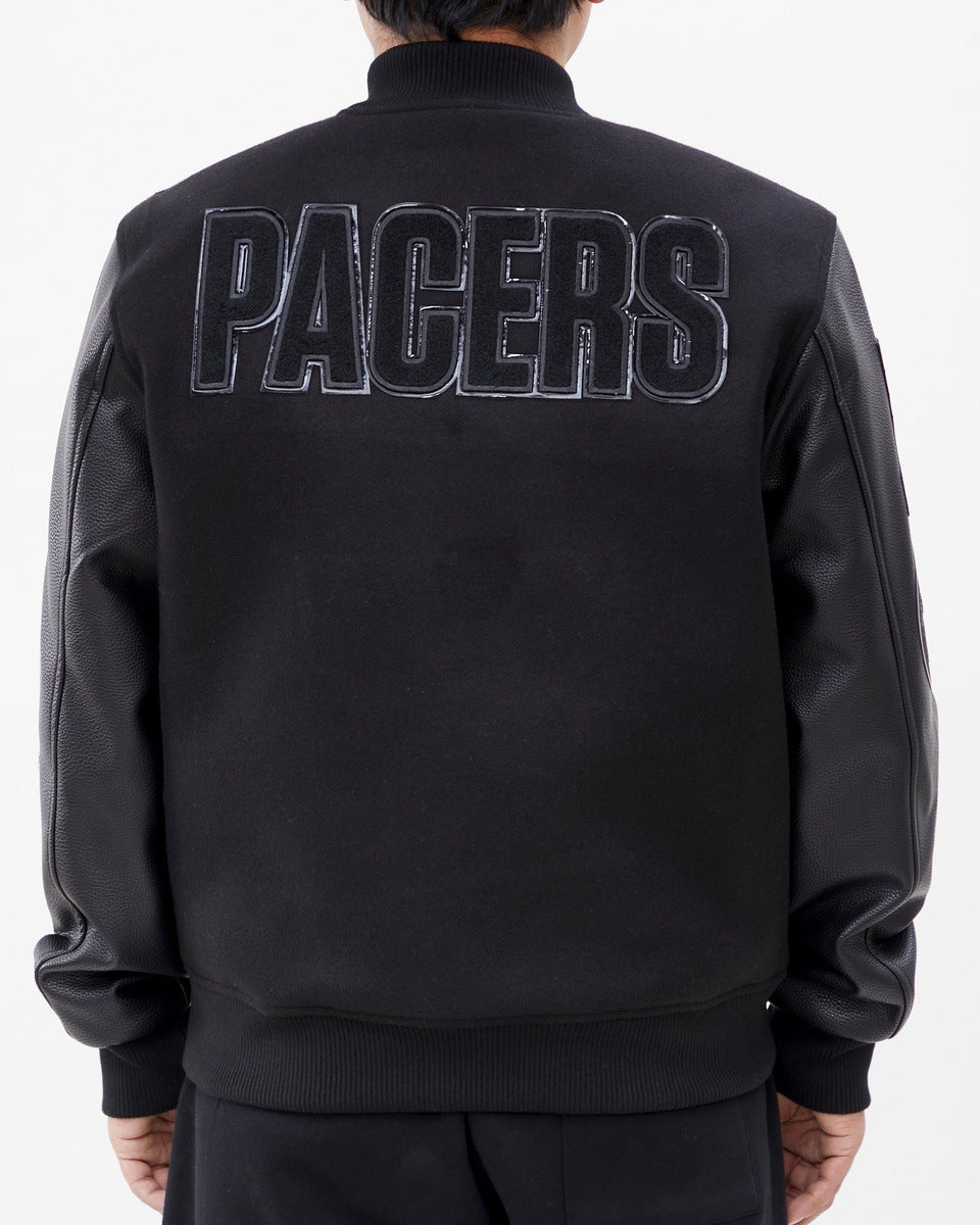 NBA INDIANA PACERS TRIPLE BLACK WOOL MEN'S VARSITY JACKET (TRIPLE BLACK)