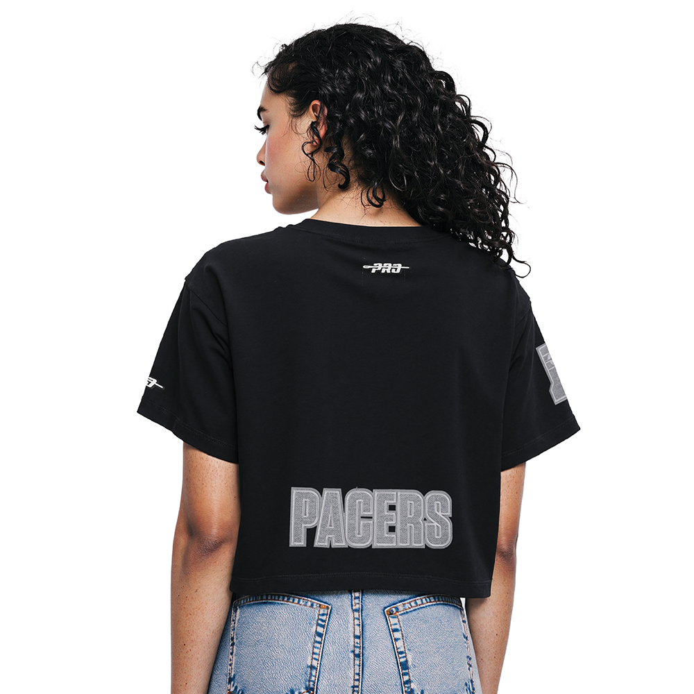NBA INDIANA PACERS REVERSE FRENCH TERRY WOMEN'S SJ BOXY TEE (BLACK)