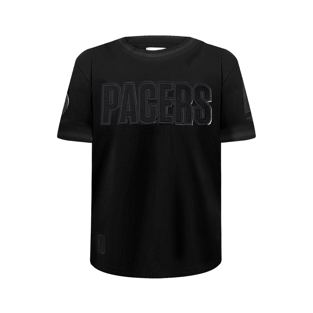 NBA INDIANA PACERS TRIPLE BLACK T-SHIRT CÔTELÉ RAYÉ À MANCHES COURTES POUR GARÇON JUNIOR (NOIR DE JAIS)