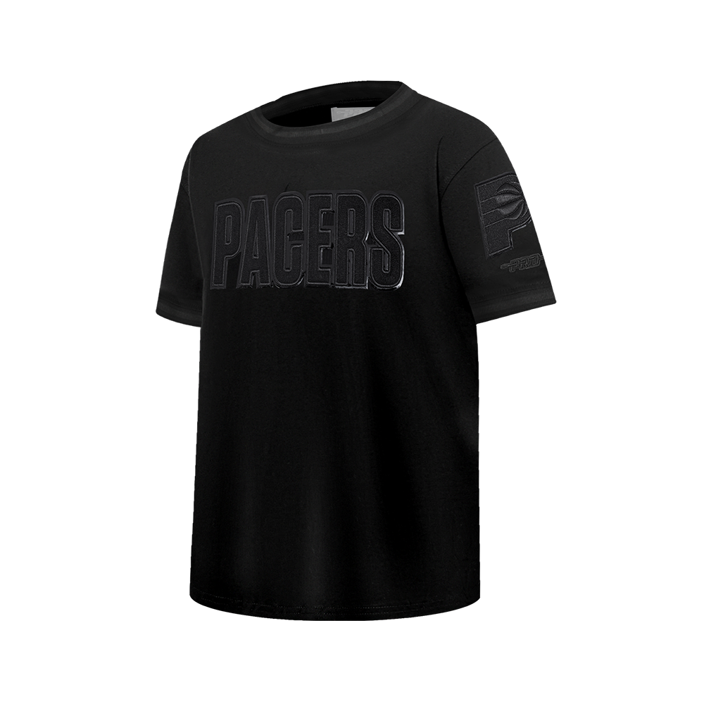 NBA INDIANA PACERS TRIPLE BLACK T-SHIRT CÔTELÉ RAYÉ À MANCHES COURTES POUR GARÇON JUNIOR (NOIR DE JAIS)