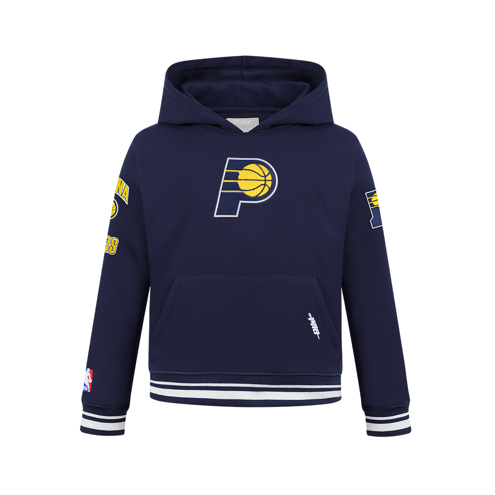 NBA INDIANA PACERS RETRO CLASSIC BIG BOY'S RIB FLEECE PULLOVER HOODIE (MIDNIGHT NAVY)