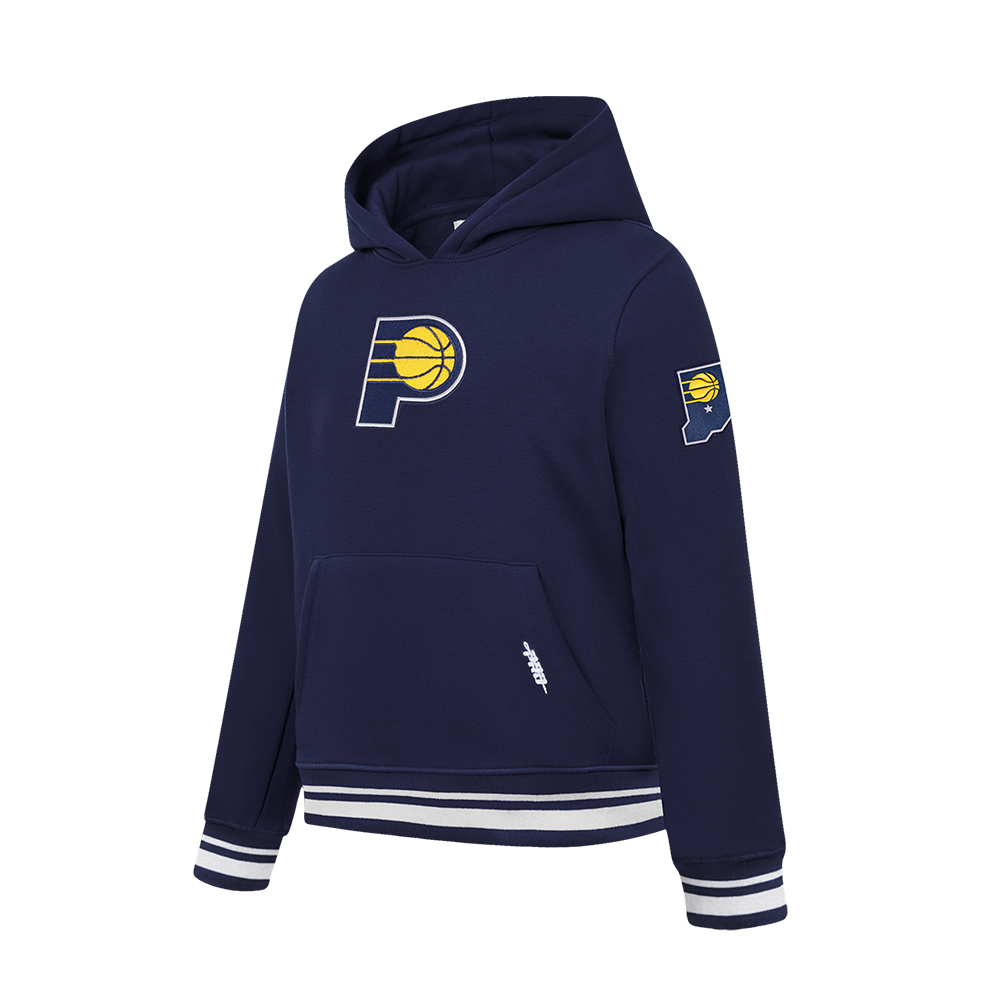 NBA INDIANA PACERS RETRO CLASSIC BIG BOY'S RIB FLEECE PULLOVER HOODIE (MIDNIGHT NAVY)