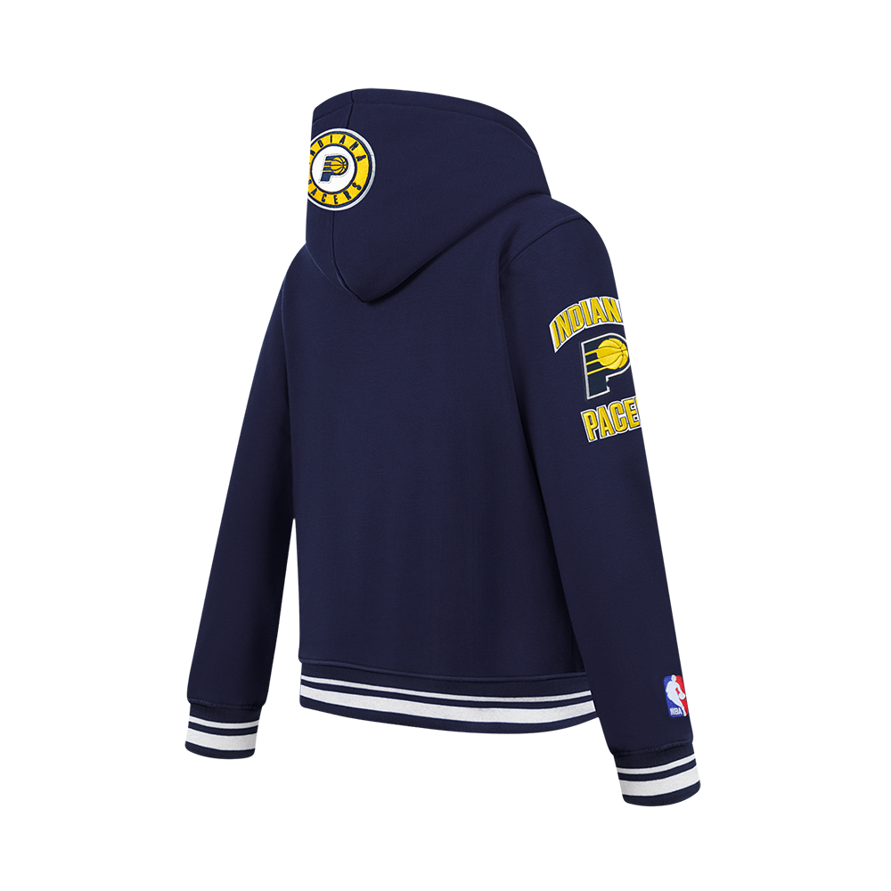 NBA INDIANA PACERS RETRO CLASSIC BIG BOY'S RIB FLEECE PULLOVER HOODIE (MIDNIGHT NAVY)