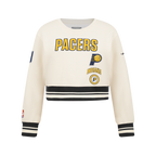 NBA INDIANA PACERS RETRO CLASSIC BIG GIRL'S RIB FLC CREWNECK (EGGSHELL/ MIDNIGHT NAVY)