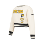 NBA INDIANA PACERS RETRO CLASSIC BIG GIRL'S RIB FLC CREWNECK (EGGSHELL/ MIDNIGHT NAVY)