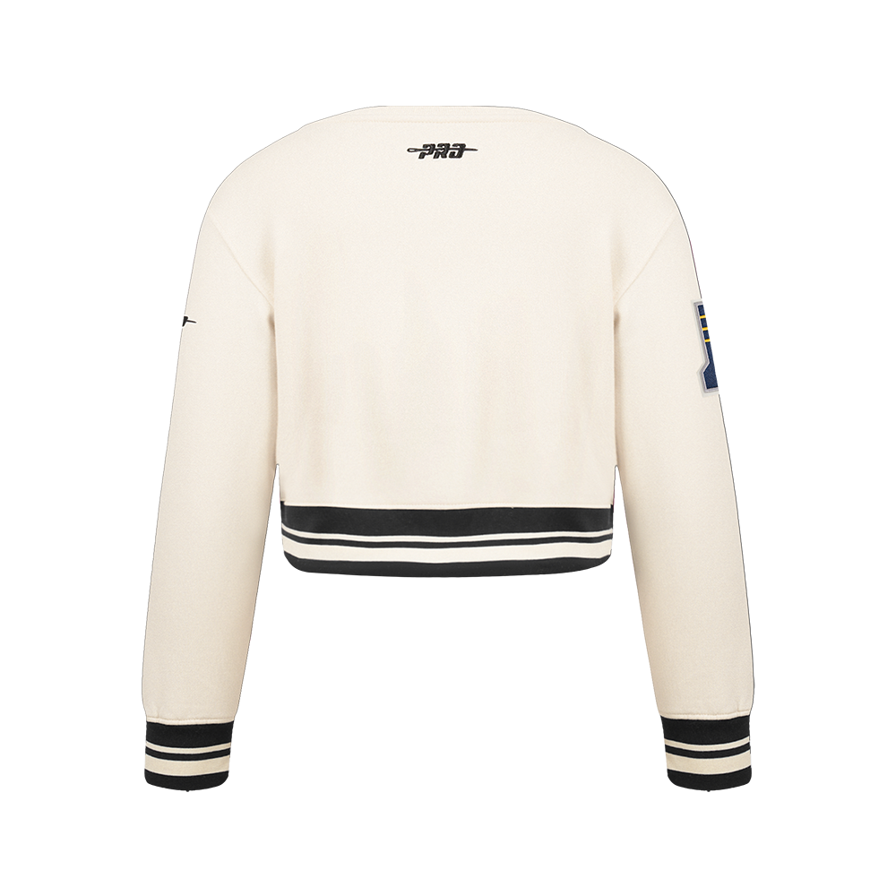 NBA INDIANA PACERS RETRO CLASSIC BIG GIRL'S RIB FLC CREWNECK (EGGSHELL/ MIDNIGHT NAVY)