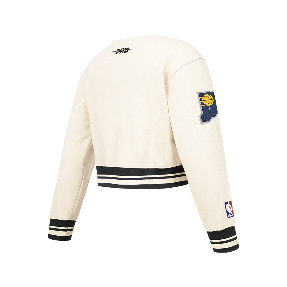 NBA INDIANA PACERS RETRO CLASSIC BIG GIRL'S RIB FLC CREWNECK (EGGSHELL/ MIDNIGHT NAVY)