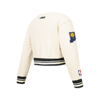 NBA INDIANA PACERS RETRO CLASSIC BIG GIRL'S RIB FLC CREWNECK (EGGSHELL/ MIDNIGHT NAVY)