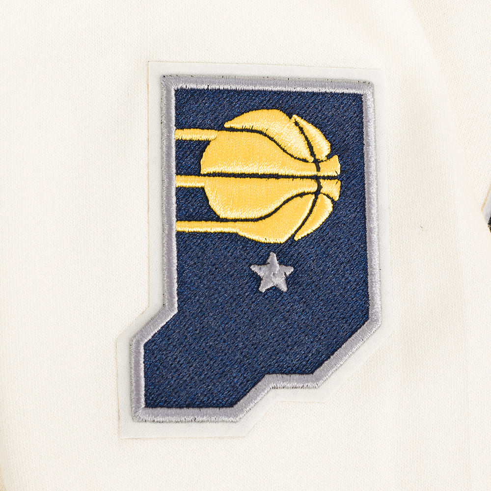 NBA INDIANA PACERS RETRO CLASSIC BIG GIRL'S RIB FLC CREWNECK (EGGSHELL/ MIDNIGHT NAVY)